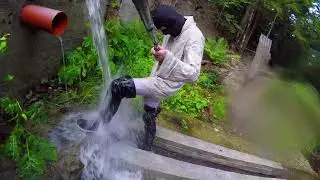 Pool.wet clothes boots.wetlook.Шкіряні чорні ботфорти ,штани,зимова куртка.Приймаю водяний масаж.