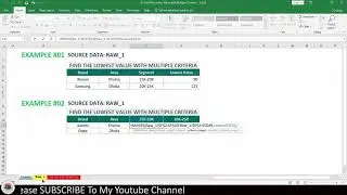 Find the lowest value with multiple criteria using formula in Excel 2019