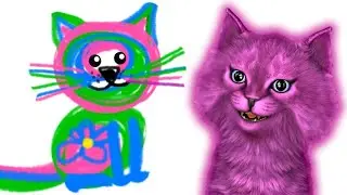 КОТ и СОБАКА рисуем ЖИВОТНЫХ ИГРА для ДЕТЕЙ говорящий КОТЕНОК АБИ играет ДЕТСКИЙ ЛЕТСПЛЕЙ #30