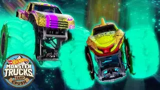 🚗 Race Ace vs Tiger Shark in EPIC Glow in the Dark Races! 🚗 + More Monster Truck Cartoons