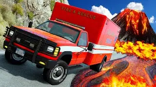 If you aren't fast enough...the LAVA EXPLODES YOU! - BeamNG MP LAVA ESCAPE