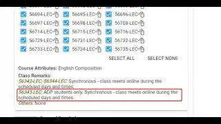 Schedule Builder - Fall 2021 Class Notes Tutorial
