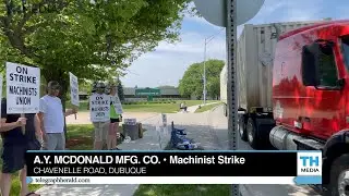 Union workers on strike at A.Y. McDonald Mfg. Co.