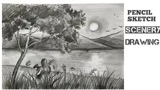 How to Draw a Beautiful Scenery with only Pencil | Mountain and Riverside Scenery | Pencil Sketch