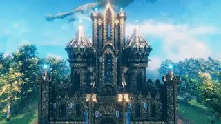 Valheim build - Gold castle in the meadows I Замок из черного мрамора с золотом  в игре Вальхейм
