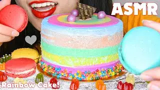 ASMR RAINBOW CAKE & MACARONS - EATING SOUNDS [NO TALKING]