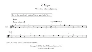 Viola : G Major Scale & Arpeggio for beginners