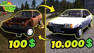 $100 LADA 2108 after ACCIDENT! Restoring and fun! | My Summer Car 