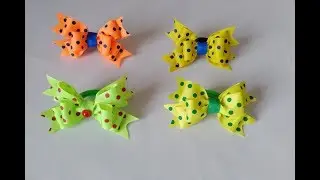 Яркие репсовые бантики в горошек/МК/легко и просто