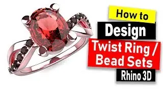 Twist Engagement Ring Design With Bead Set In Rhino 6: Jewelry CAD Design Tutorial #74