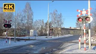 1+ Hour Winter Railroad Crossings | Winter Train Spotting | 4K