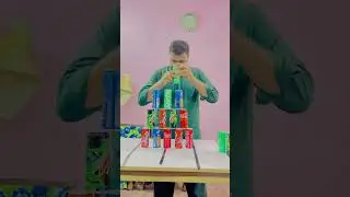 Soda Can tower challenge #funny #gamechallange #funnygames #comedy