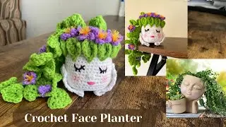 Crochet Face Planter With Vines | Crochet Plant Holder Tutorial