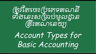 Account Types for Basic Accounting | ត្រូវតែចេះប្រភេទគណនីទាំងនេះសម្រាប់មូលដ្ធានគ្រឹះគណនេយ្យ​
