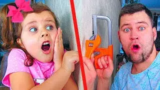 Milana and Daddy pretend play with toys