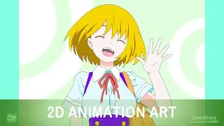 Drawing smile anime girl in OpenToonz digital animation software