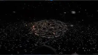 A voronoi ball spinning and disintegrating (SpaceSim)