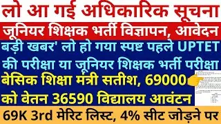 BIG NEWS | UPTET NOTIFICATION 2021 | Junior Teacher Vacancy 2021 Notification | Teacher Vacancy 2021