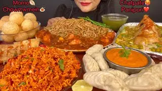 CHATPATE PANIPURI,NOODLES,MOMO,MANCHURIAN,SAMOSA CHAAT *ASMR EATING