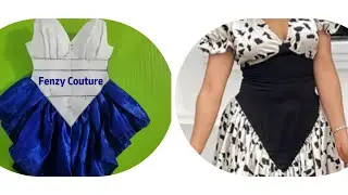 HOW TO CUT A TRENDY V SHAPE RUFFLE DRESS