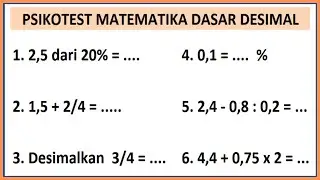 Contoh soal psikotes matematika dasar desimal  beserta jawabannya