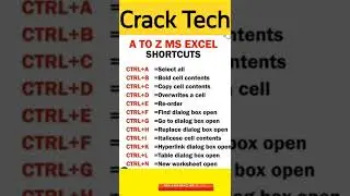 A to Z ms Excel shortcut keys | 