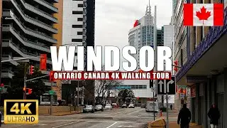 Windsor City Ontario Canada Winter 2024 Walking Tour 4K UHD (HDR) 60 fps