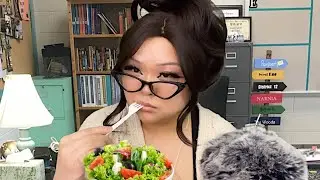 ASMR pov teacher got a BAD NOTE from the sub (realistic) she's eating a salad btw 👩🏼‍🏫🥗