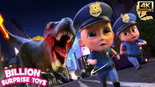 Dino Attack in the City🦖🚨Police Save the Day | Kids Cartoon Police Stories [4k]