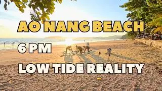 Ao Nang Beach & Promenade Sunset Walk: Low Tide Reality [4K POV]