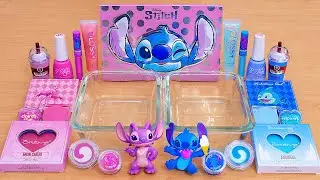 Pink vs Blue - Angel vs Stitch - Mixing Makeup Eyeshadow Into Slime ASMR