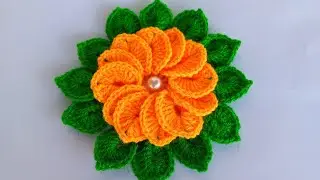 🌻ऊन का फूल बनाए।।Woolen Flower।। Crochet Flower