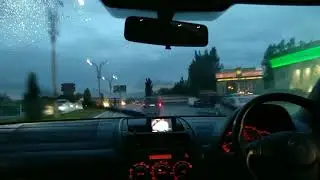 car trip on rainy day