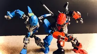 Bionicle Duels - Gyro VS Cyber Gyro Lego Stopmotion Battle Fight scene