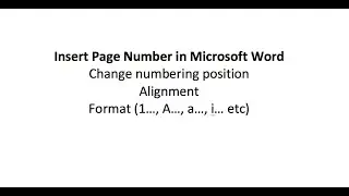 Insert page number in word with different format 1   , A   , i    , I   etc
