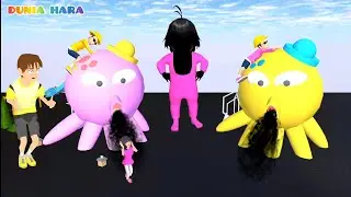 Huh? Black Flood? Yuta Mio Panicks Because of Giant Octopus 🐙🐙 Baby Celine Turns Black | Sakura S...