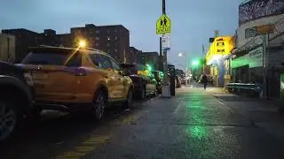 RAINING NIGHT WALK EAST TREMONT BRONX, Walking New York City
