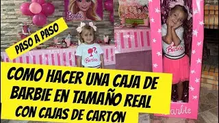 Como hacer una caja de barbie en tamaño real con cajas de cartón para fotos 👸