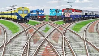 20 DIESEL TRAINS ENTERING BIG RAILWAY BUMPY YARD | BeamNG.Drive | Train Simulator