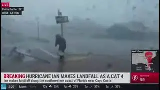 Reporter Stuck In Hurricane Ian Viral Video - Can't Get Out!