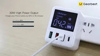 A9T 30W QC3.0 USB + Type-C 4 Ports Charger Adapter Digital Display Fast Charging - Gearbest.com