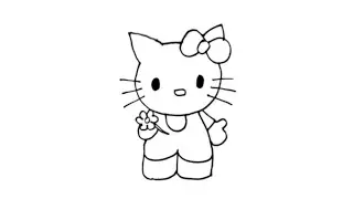 رسم القطة hello kitty بسيط