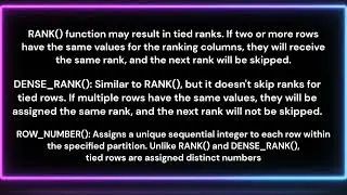 RANKS IN SQL