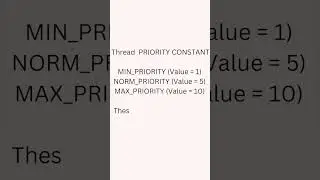 Thread Priority Constant | MIN_PRIORITY | MAX_PRIORITY | NIRM_PRIORITY | Tech IQ Lab 