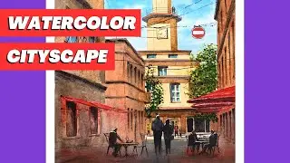 How to paint watercolor cityscape
