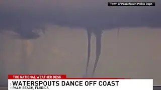 Twin #waterspouts danced off the coast of #Florida yesterday. Here's today's broadcast of the Nat...
