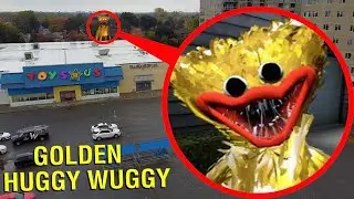 DRONE CATCHES GOLDEN HUGGY WUGGY FROM POPPY PLAYTIME AT HAUNTED TOY FACTORY! (WE FOUND HIM!)