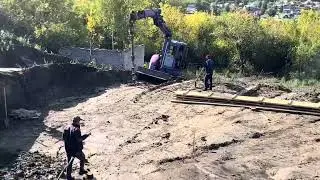 Бурение лунок в овраге
