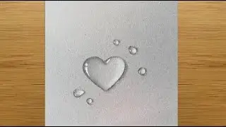 How to Draw Easy 3D Heart Water Drops   Pe