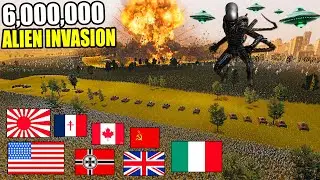 Can All WW2 ARMIES Hold City Siege VS 6,000,000 ALIEN INVASION?! - UEBS 2: Xenomorph Mod